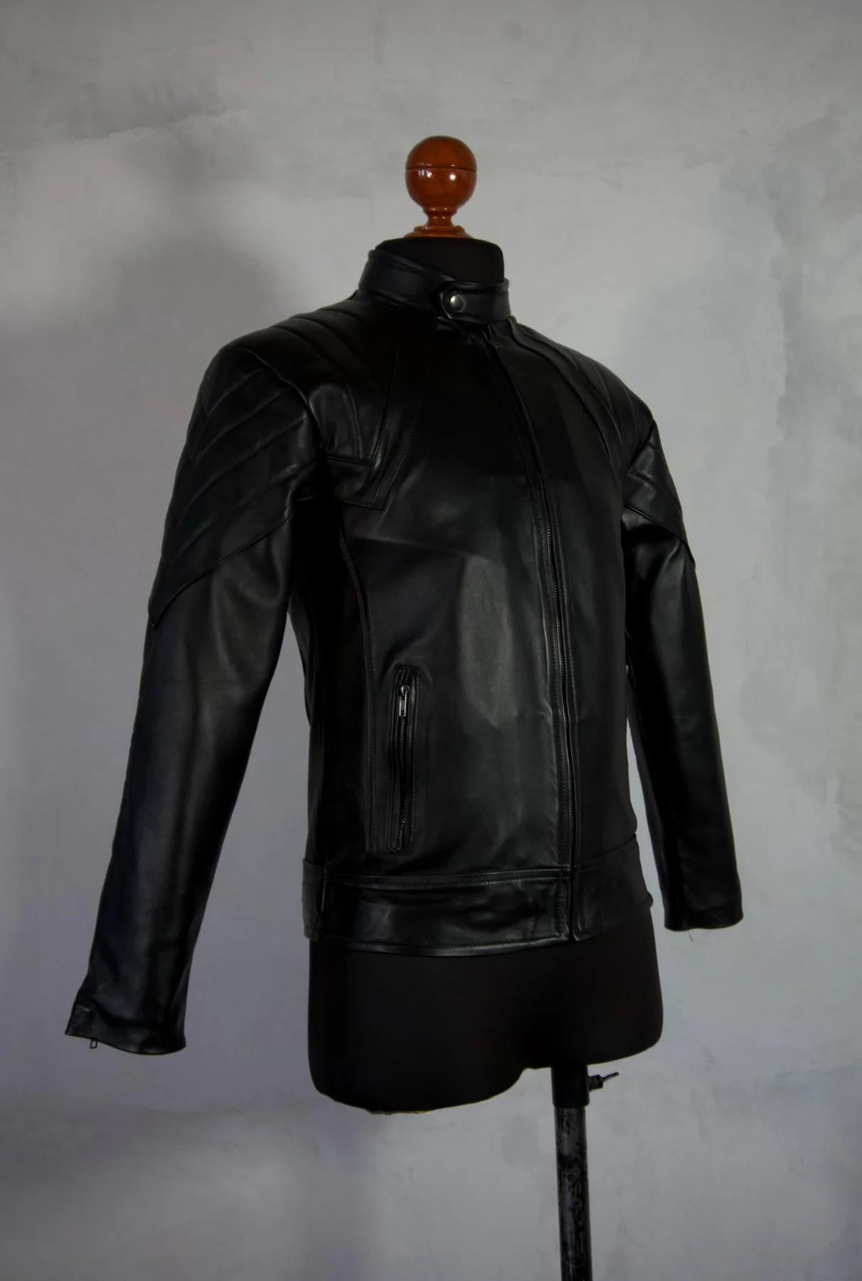 Vintage Motorcycle Leather Jacket, Embroidered Racing Patches, Retro Biker Style