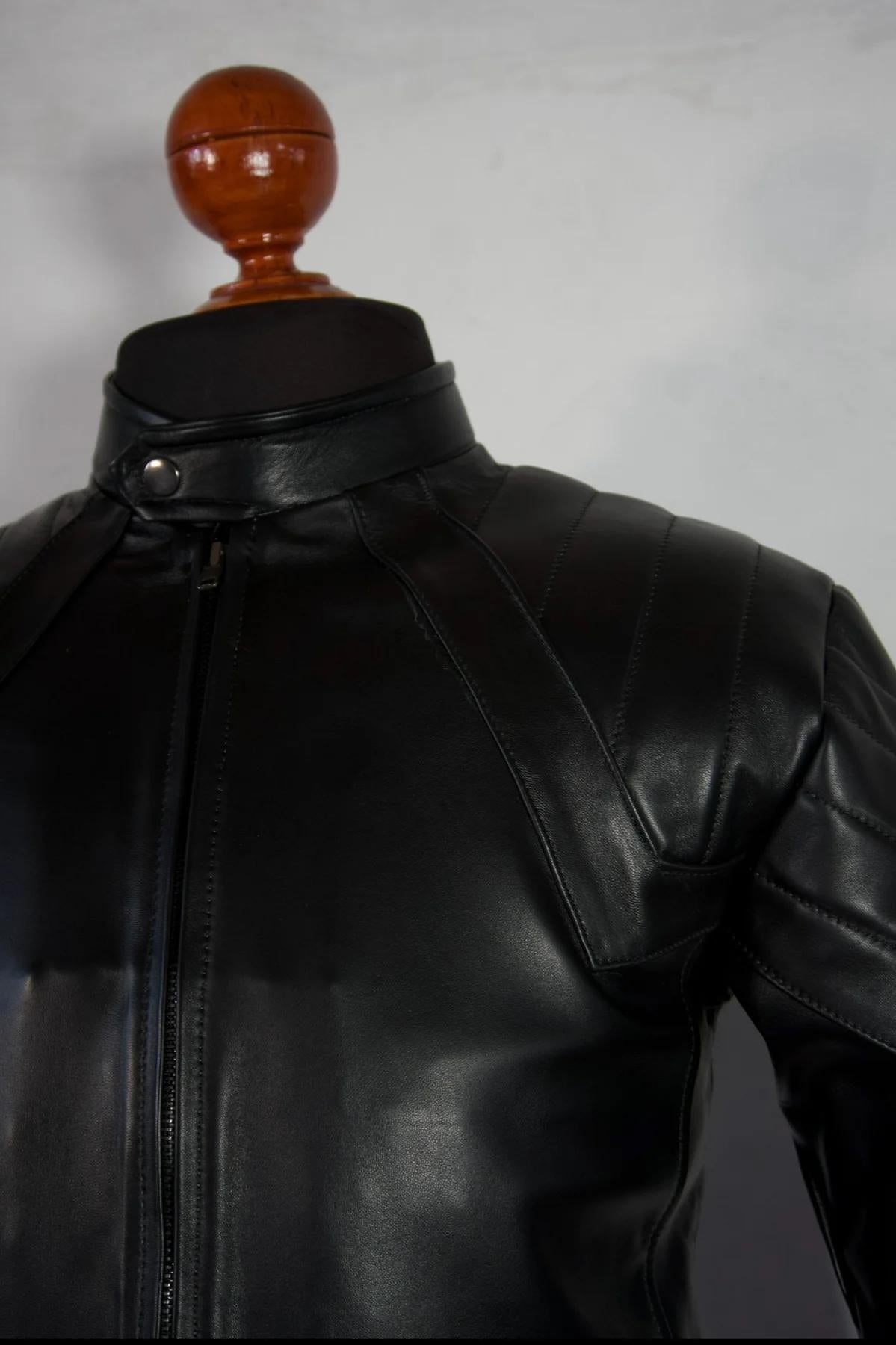 Vintage Motorcycle Leather Jacket, Embroidered Racing Patches, Retro Biker Style