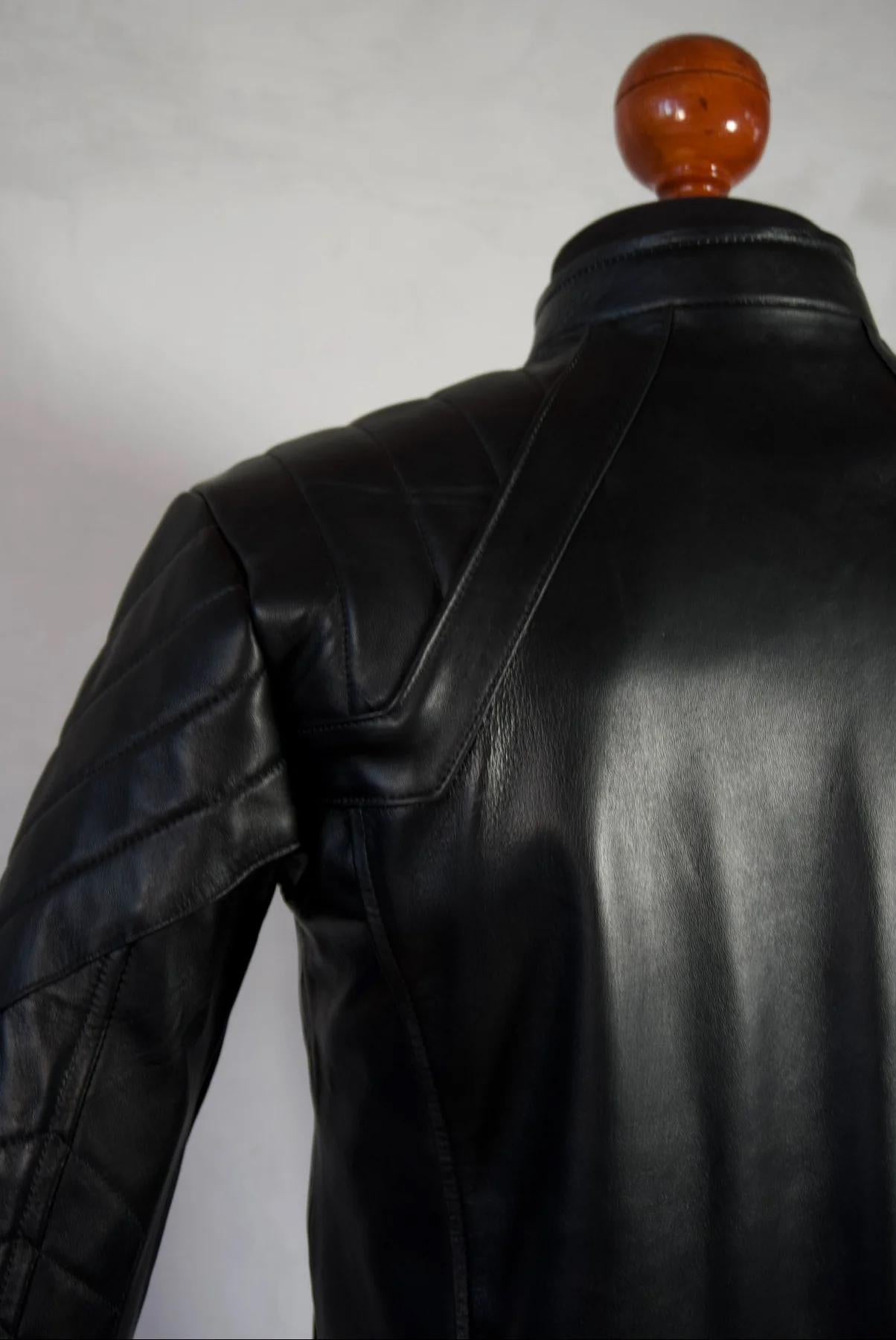 Vintage Motorcycle Leather Jacket, Embroidered Racing Patches, Retro Biker Style