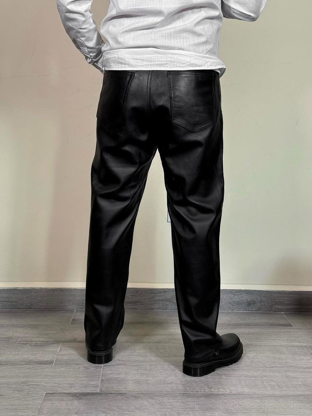 Men's Genuine Sheep Leather Pants Black Cowboy Vintage Leather Trousers Biker Leather Jeans Handmade Real Leather Pants Christmas Gift Idea